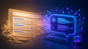 GEO vs SEO 2026 differences illustrated as traditional search versus AI answer interface