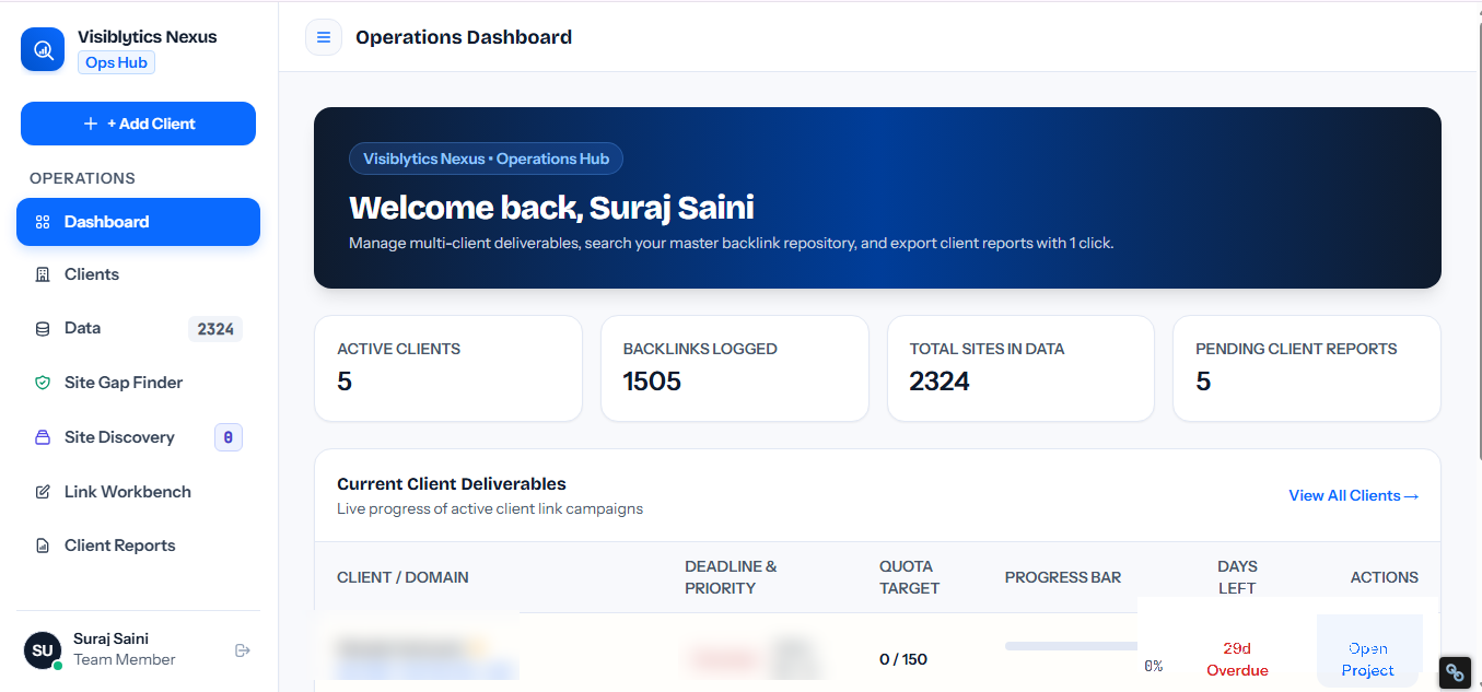 Visiblytics Nexus Operations Dashboard